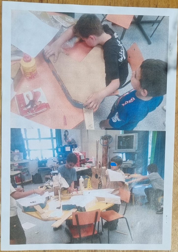 Éveil Musical / Fabrication. Entre les instruments de Musique (par Récupération) et l'Initiation à la Lutherie, on Découvre, Rêve, Essaie, Risque, Produit, S’amuse, Patiente, Partage, Échange, Aide, etc... Aventure palpitante vers un beau futur métier: la Lutherie et/ou la Musique-Guitare.