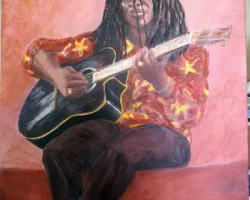 Peinture de Roseline Genty, Professeure de Peinture, et ses élèves.
Lieu: Maison des Jeunes et de la Culture "MJC" de Castelnau le Lez.
Anné: 2013 <<Jimmy Curtis à la guitare noire>>: Un magnifique hommage à ma modeste personne et à mes humbles talents de guitariste.